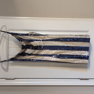 Blue and white sequins dress